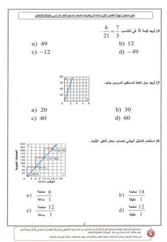 حل اخياري اختبار الفصل الاول صفحة 2