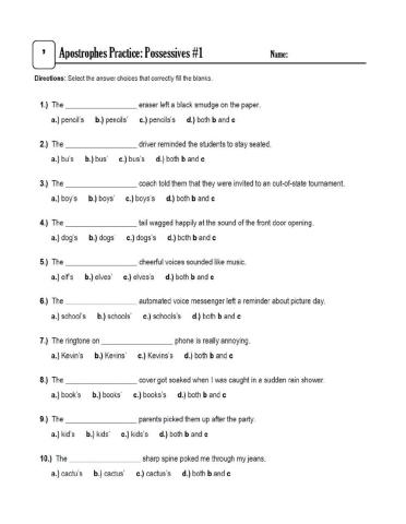 Possessive Nouns Practice 1