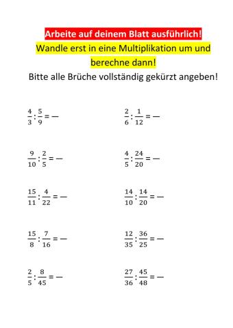 Division von Brüchen