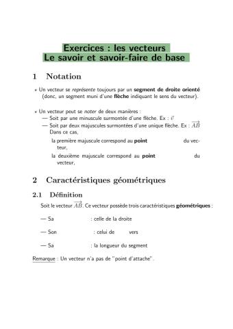 Exercices de base : vecteurs