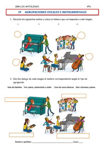 Agrupaciones vocales e instrumentales