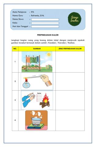 Worksheet Suhu dan Kalor