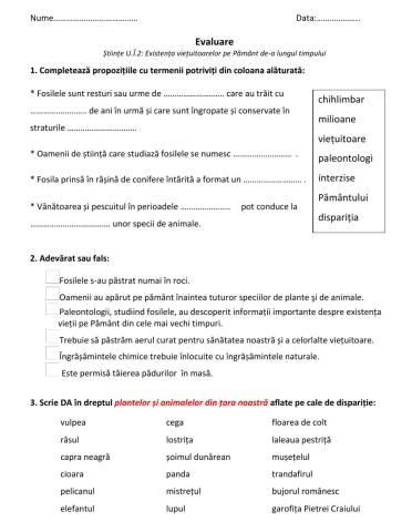 Evaluare stiinte