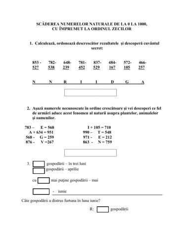 Scaderea 100-1000, cu imprumut la odinul zecilor