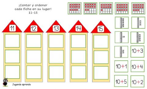 A contar y ordenar cada ficha en su lugar (11-15)