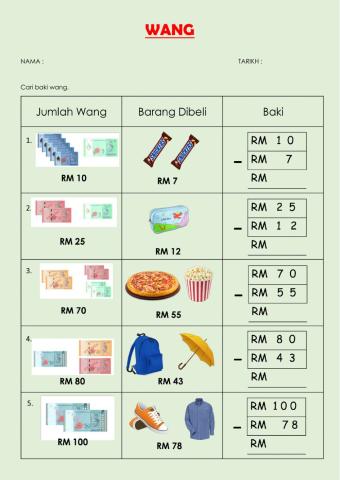 Tolak nilai wang