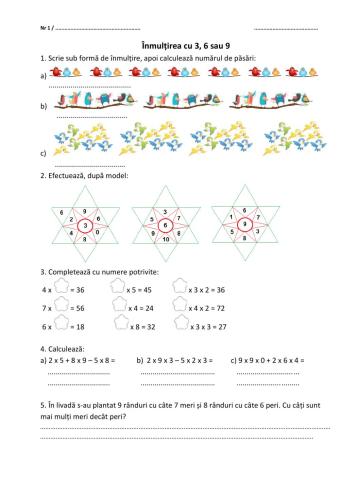 Înmulțirea cu 3,6,9