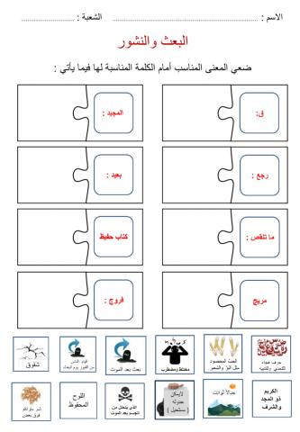 (1) ورقة عمل في درس البعث والنشور