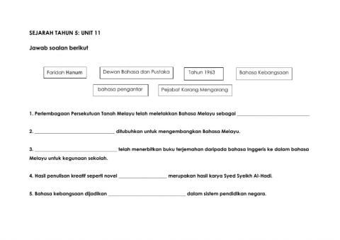 Sejarah Tahun 5 Unit 11