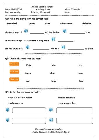 Listening worksheet