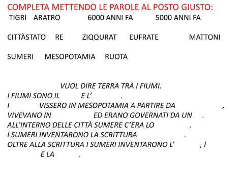 Verifica sui sumeri