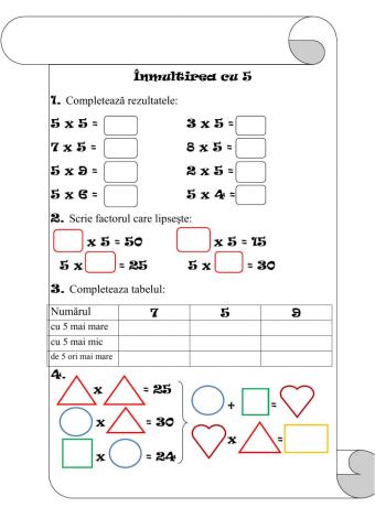 Inmultirea cu 5