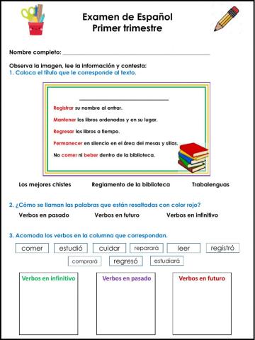 Examen de Español 1er trimestre