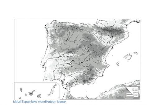 Espainako mapa fisikoa