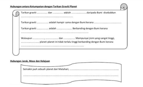 Hubungan antara Ketumpatan dengan Tarikan Graviti Planet dan Hubungan Jarak, Masa dan Kelajuan