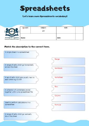 Spreadsheet Vocabulary 2