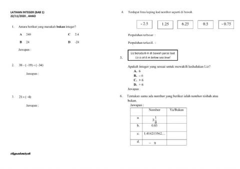 BAB 1 : NOMBOR NISBAH (INTEGER)