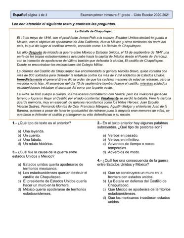 Español Examen primer trimestre