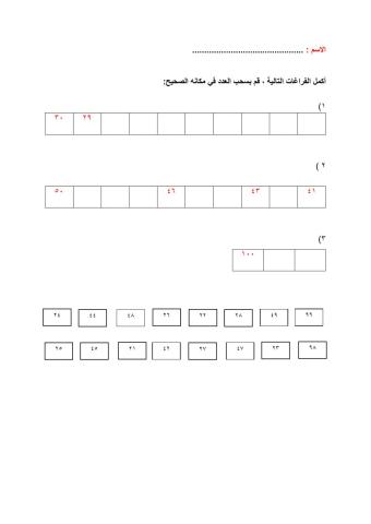 العد تنازليا واحدات على لوحة المائة