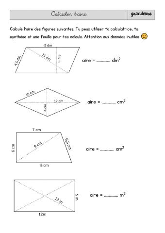 Application des formules d'aire