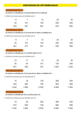 Criterios de divisibilidad