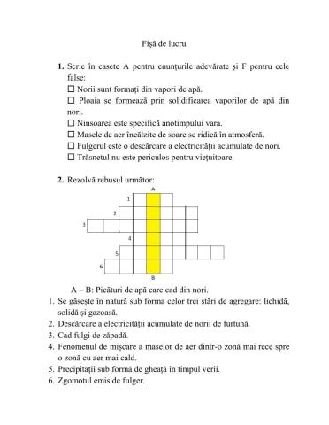 Fenomene ale naturii- clasa a III-a