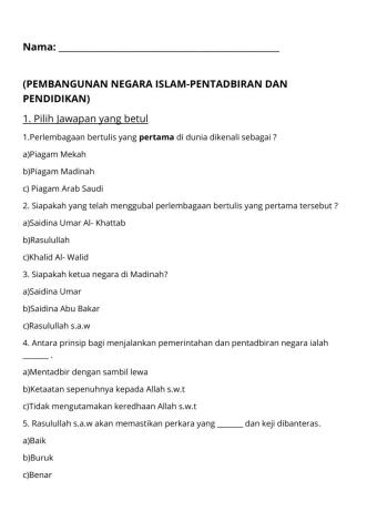 Pembangunan Negara Islam- Pentadbiran dan pendidikan