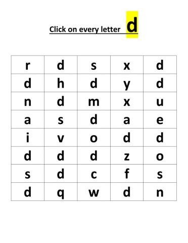 Click on the letter d