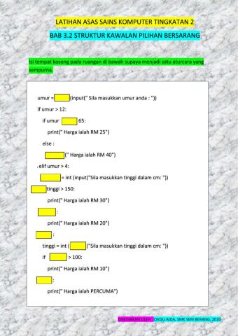 Latihan struktur kawalan pilihan