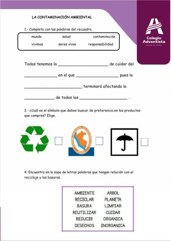 La contaminación y el reciclaje