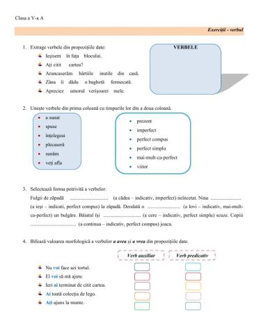 Verbul - test V