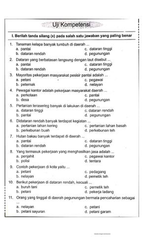 Uji kompetensi K4T4S1IPS