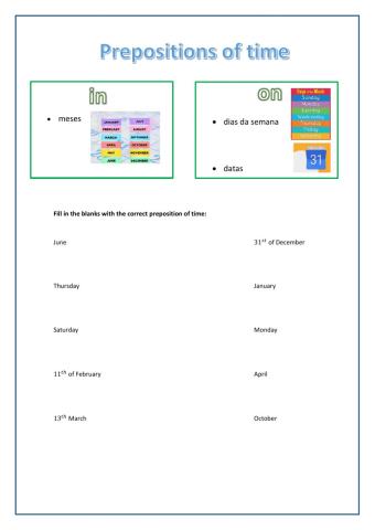 Prepositions of time -in- and -on-