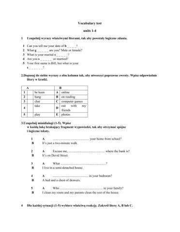 Repetytorium ósmoklasisty units 1-4 vocabulary, Express Publishing