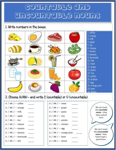 Countable and uncountable nouns