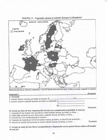 Vegetia, fauna, solurile Europa si Romania