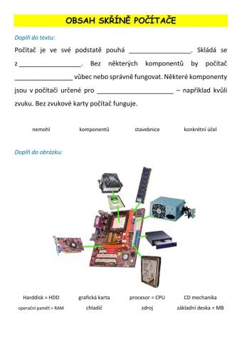 ICT - HW - Obsah skříně počítače + Základní deska