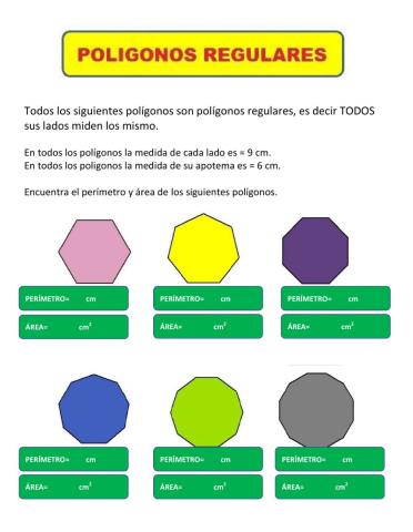 Perímetro y área de polígonos regulares