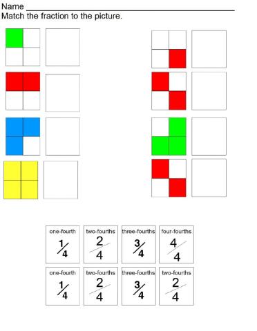 Match the fractions fourths