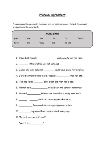 Pronoun agreement