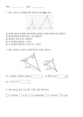 도형의 닮음의 성질