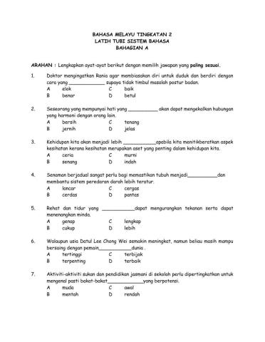 Latih Tubi Sistem Bahasa Tingkatan 2