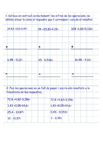 Operacions amb decimals