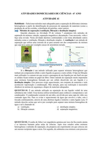 Separação de misturas