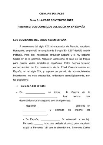 Los comienzos del siglo XIX en España