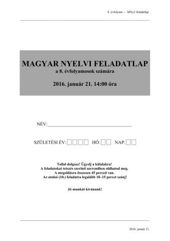 Magyar nyelvtan 2016.01.21.