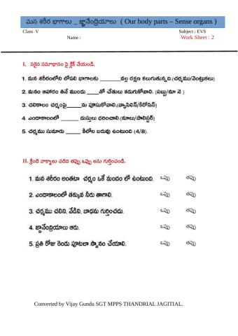 5th evs Sense organs 8 by Vijay Gundr