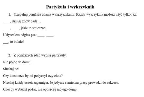 Partykuła i wykrzyknik