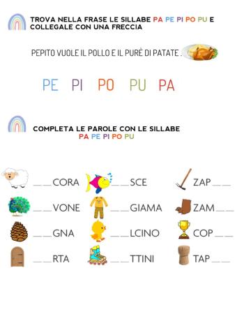 Le sillabe pa pe pi po pu