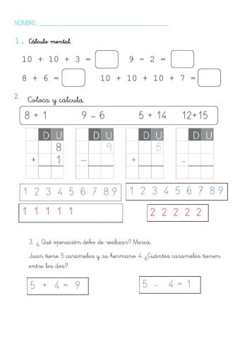 Matemáticas, 1º Primaria. Tema 3.